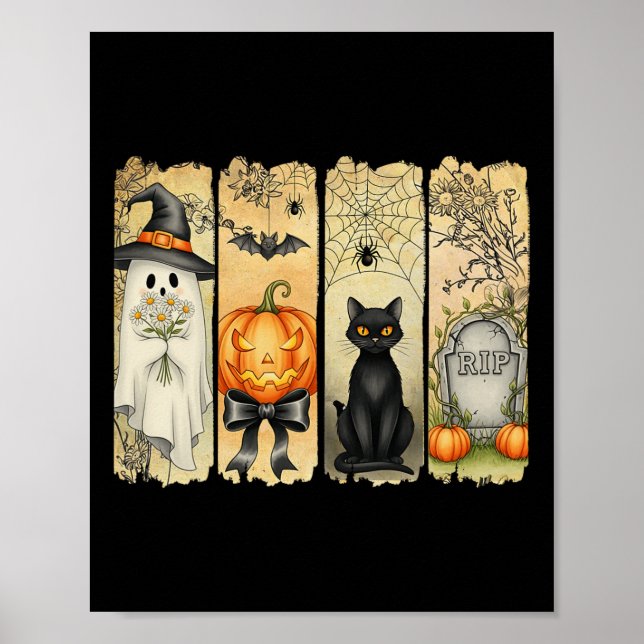 Affiche Saison éffrayante Halloween Vintage Ghost Citrouil (Devant)