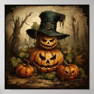 Affiche Saison Halloween Jack-o'-lantern Orange Citrouille