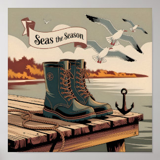 Affiche Saison maritime Vintage Banner Art