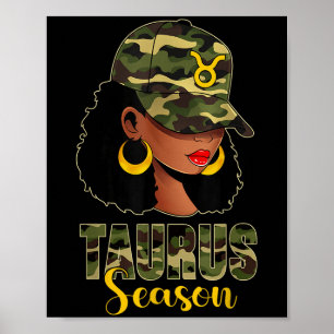 Affiche Saison Taurus Africain-Américain Noir Femme Casque