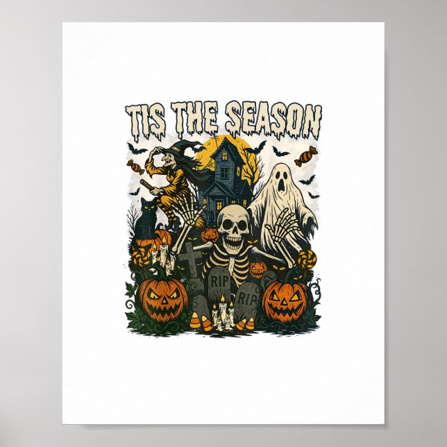 Affiche Saison vintage Halloween Skeleton Retro (Devant)