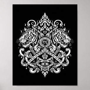 Affiche Sak Yant Muay Mixed martial art thaïlandais Tattoo