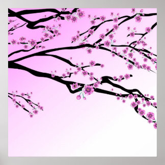 Affiche Sakura aux fleurs de cerisier pourpre