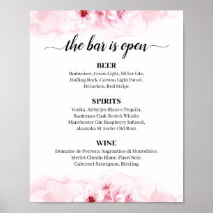 Affiche Sakura Blossom Calligraphie Mariage Barre Menu Pan