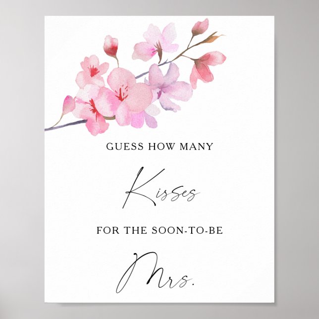 Affiche Sakura - Combien de baisers jeu de baby shower (Devant)