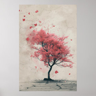 Affiche Sakura dans le vent – Peinture de fleurs de cerisi
