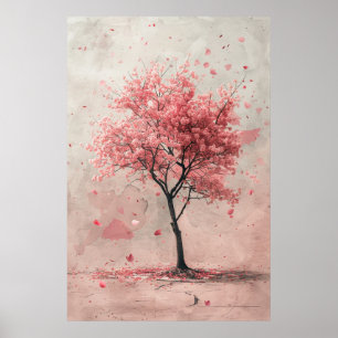 Affiche Sakura dans le vent – Peinture de fleurs de cerisi