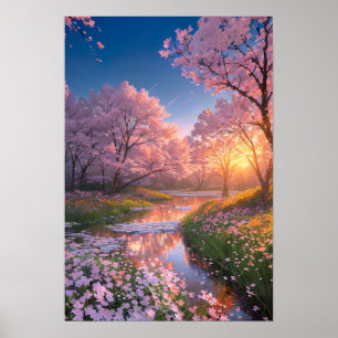 Affiche Sakura Reverie du coucher du soleil