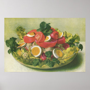 Affiche Salade Mesclun de légumes verts mélangés biologiqu