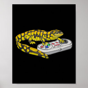 Affiche Salamandre Jouer Jeu Vidéo Salamandres Gamers
