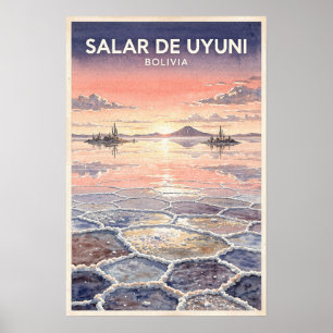 Affiche Salar de Uyuni Bolivie Voyage Vintage