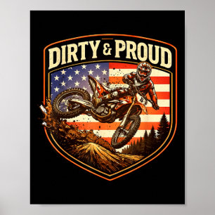 Affiche Sale motard de moto cross américain sale et fier