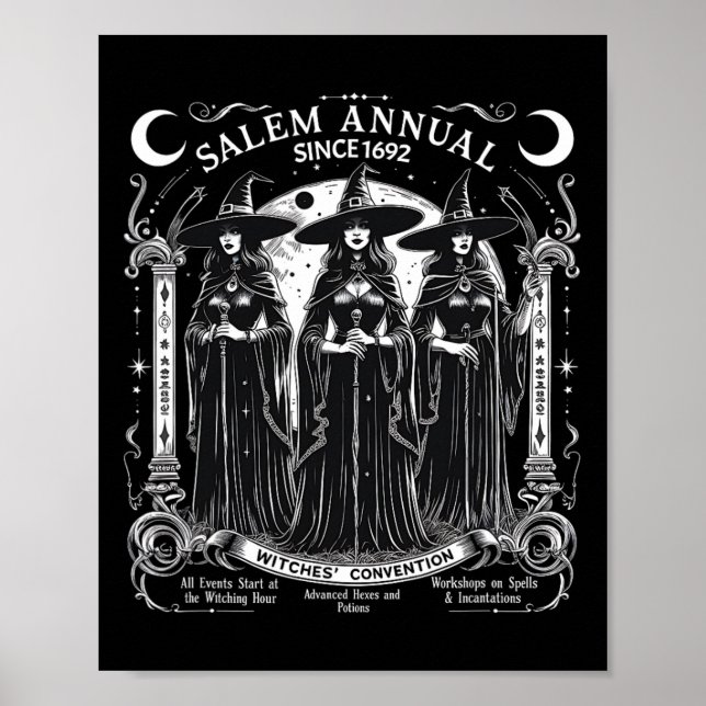 Affiche Salem Annual 1692 Witches Convention Filles Vintag (Devant)