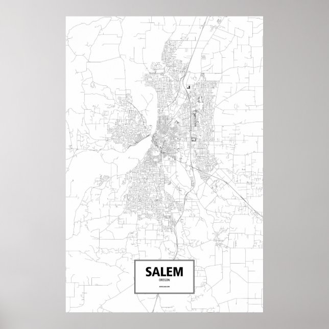 Affiche Salem, Oregon (noir sur blanc) (Devant)