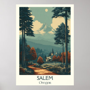 Affiche Salem Oregon Vintage Capitol Forest Travel Art