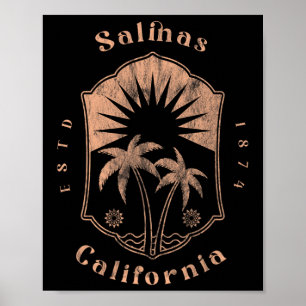 Affiche Salinas Californie Rétro Surfeur Plage Vintage