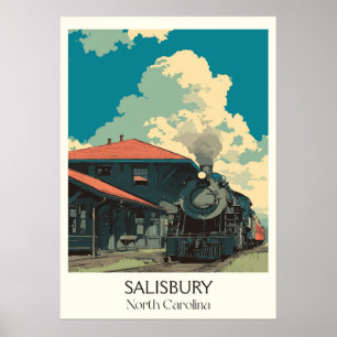 Affiche Salisbury NC Vintage Historic Station Art