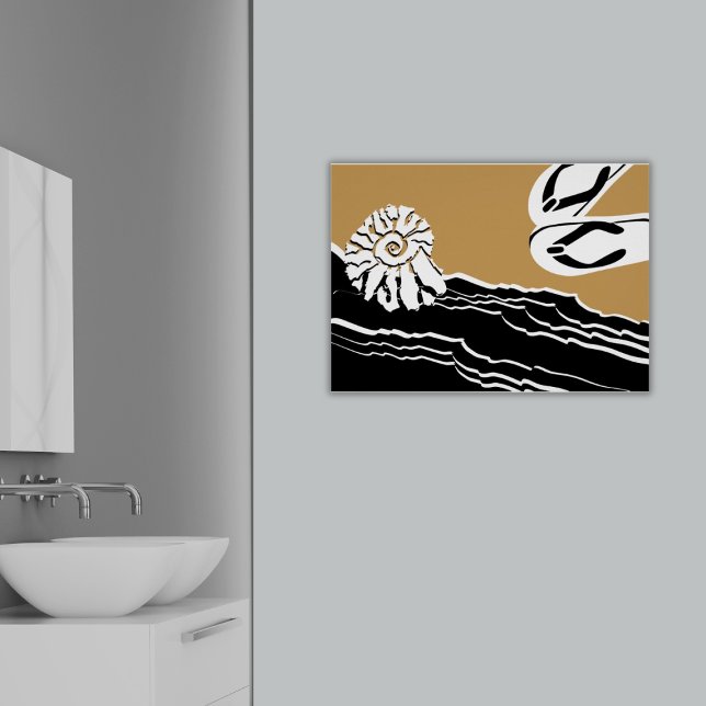 Affiche Salle de bain avec baignoire sur pieds (Beach Sea Shell & Flip-Flops in Sand Bathroom Poster)
