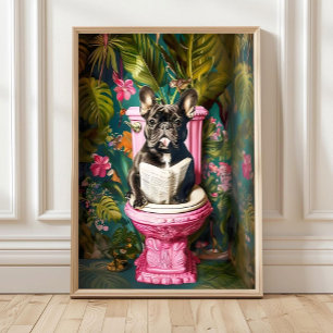 Affiche Salle de bain Boulot Bouledogue français noir lisa