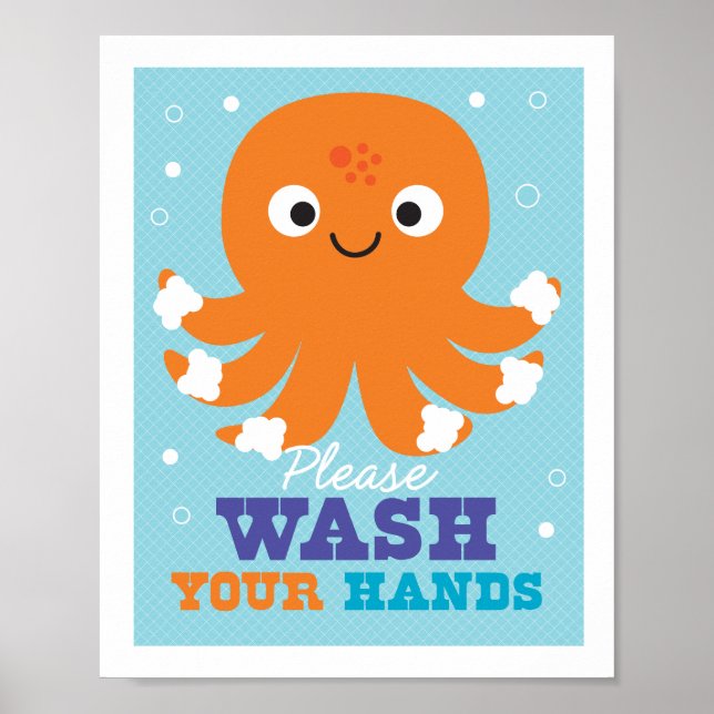 Affiche Salle de bain Lavez-vous les mains Otopus Art Post (Devant)