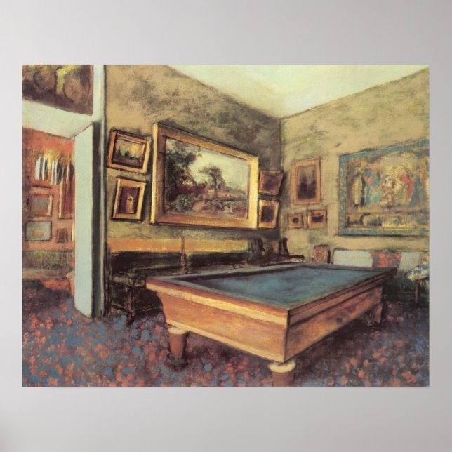 Affiche Salle de billard à Menil Hubert par Edgar Degas (Devant)
