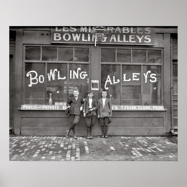 Affiche Salle de bowling, 1911. Photo ancienne (Devant)