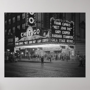 Affiche Salle de cinéma de Chicago, 1941. Photo vintage