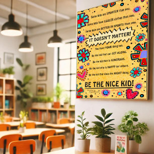 Affiche Salle de classe Nice enfant Floral Coeurs amusant