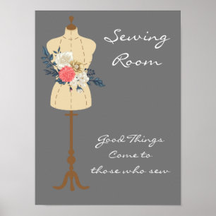 Affiche Salle de couture citation à coudre vintage