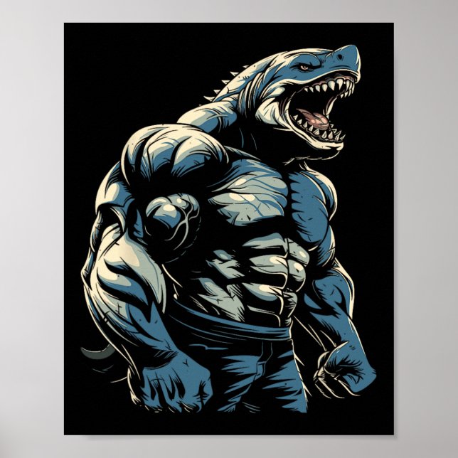 Affiche Salle de gym Bodybuilding Requin (Devant)