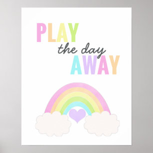 Affiche Salle de jeu, jouez toute la journée Arc-en-ciel p