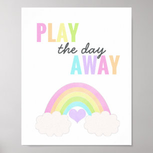 Affiche Salle De Jeux Jouer À La Journée Pastel Rainbow