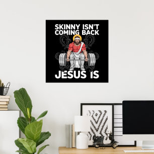 Affiche Salle de sport Jésus Workout Skinny ne revient pas