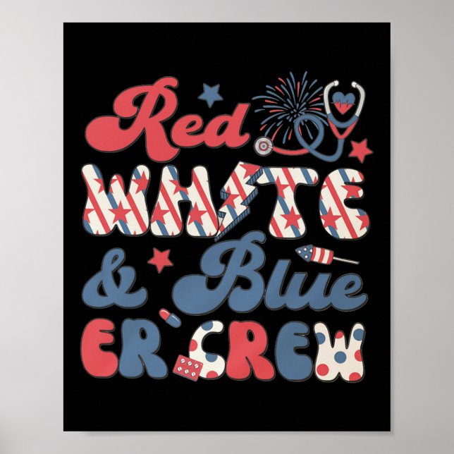 Affiche Salle d'urgence Tech 4 juillet Retro Red White Bl (Devant)