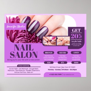 Affiche Salon à ongles violets, maquilleur (horizontal)