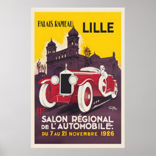 Affiche Salon Automobile Régional Palais Rameau Lille 1926