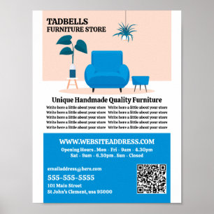 Affiche Salon Bleu - Ventes de magasin de meubles