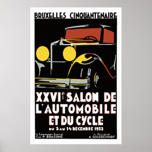 Affiche Salon d'automobile des années 1930 de Bruxelles