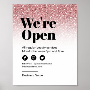 Affiche Salon de beauté ouvert pour Parties scintillant or