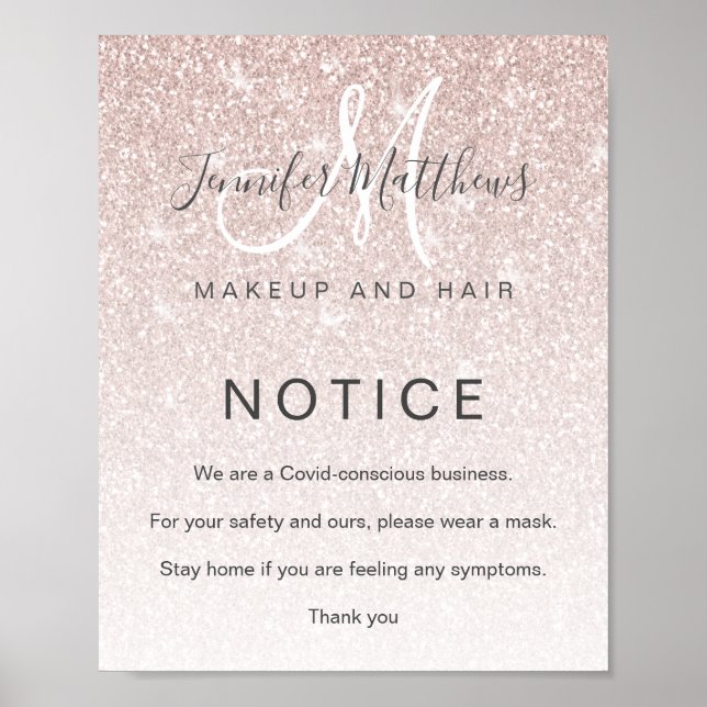 Affiche Salon de coiffure rose Gold Parties scintillant CO (Devant)