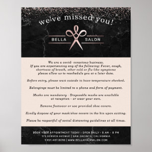 Affiche Salon de coiffure Rose Gold Sécurité consciente du