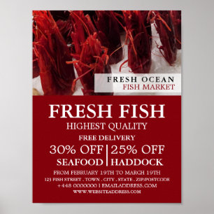 Affiche Salon de crevettes, Pêcheur/Épouse, Marché aux poi