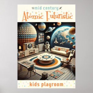 Affiche Salon de jeu pour enfants de l'ère spatiale futuri