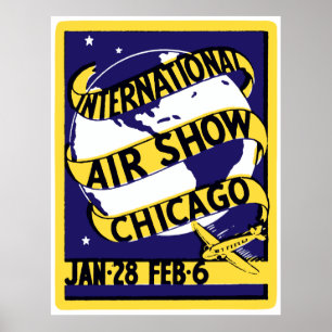 Affiche Salon de l'aéronautique 1938 d'International de