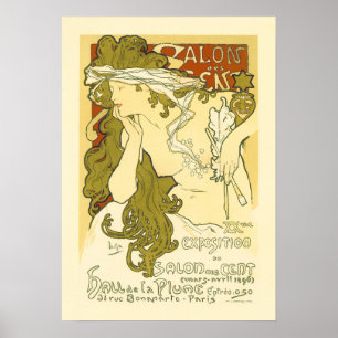 Affiche SALON DES CENT 20e Exposition 1896 Alphonse Mucha