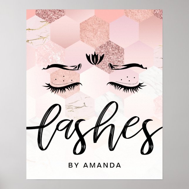 Affiche Salon des Gold Lashes Roses personnalisés (Devant)