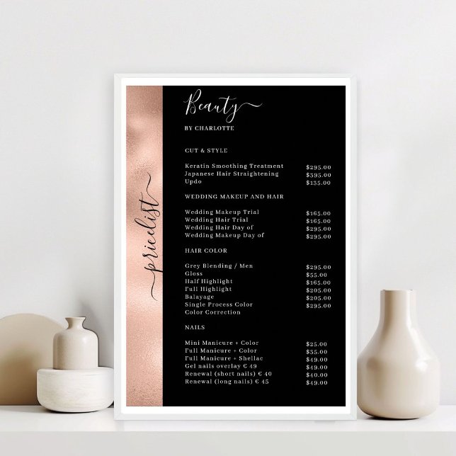 Affiche Salon des prices bleus (Copper Black Pricelist Salon Poster)