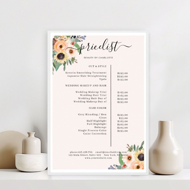 Affiche Salon Floral Elegant Greenery  (Elegant Greenery Floral Salon Poster)