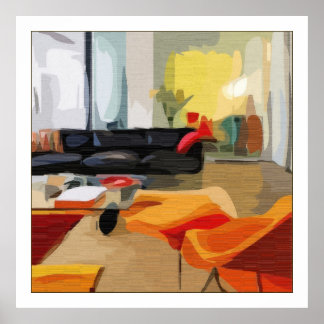 Affiche Salon Moderne Du Milieu Du Siècle