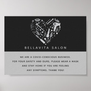 Affiche Salon Silver Heart Sécurité consciente de Covid
